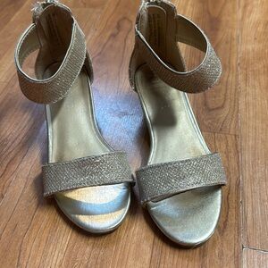 Children Place girls gold strapped ankle dress shoes size 12